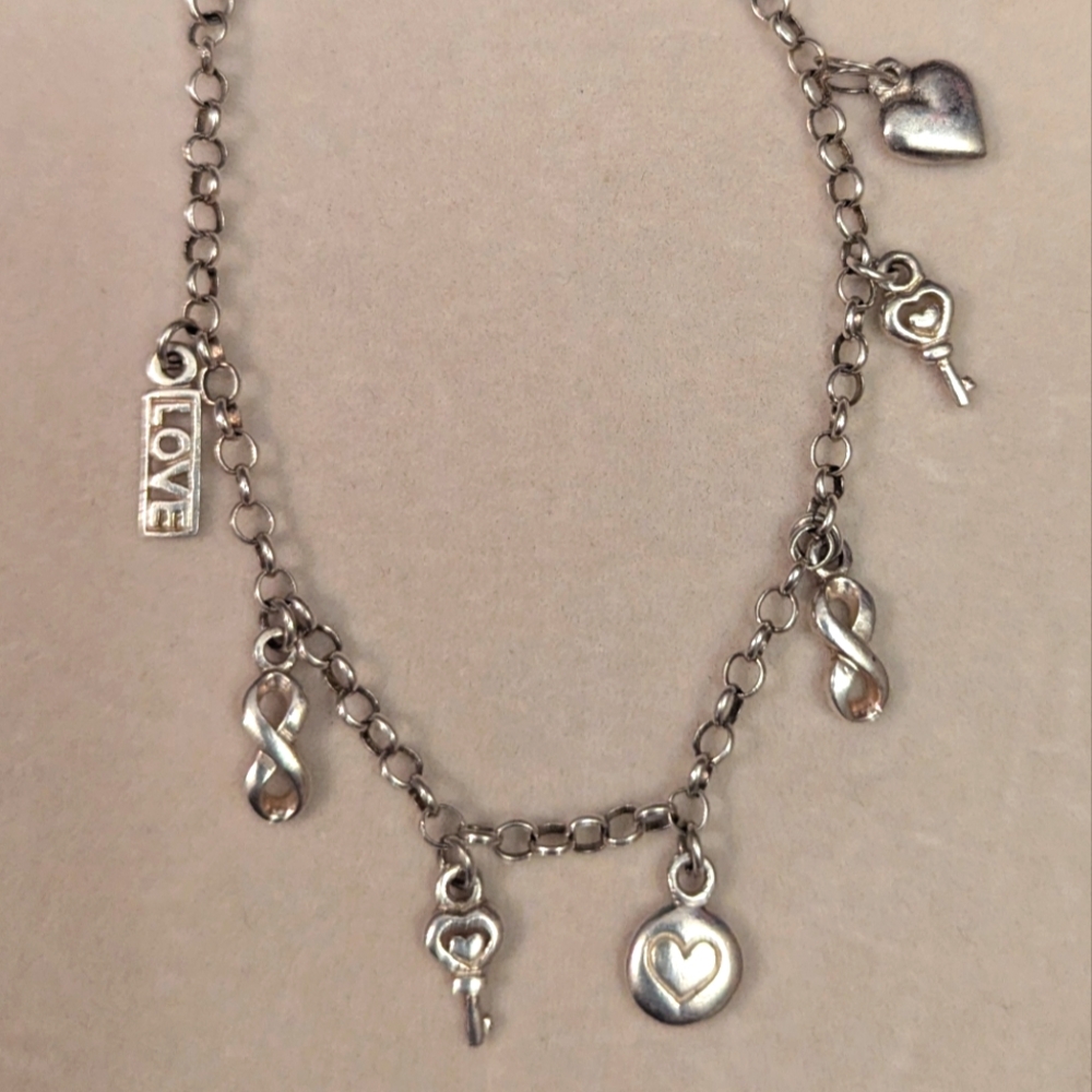 925 Love Multi charm Bracelet Size 7.5